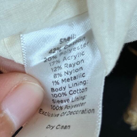 Talbots Womens Jacket Gold Tweed Classic Jackie O Blazer Lined Cotton Blend 6P - Picture 7 of 12